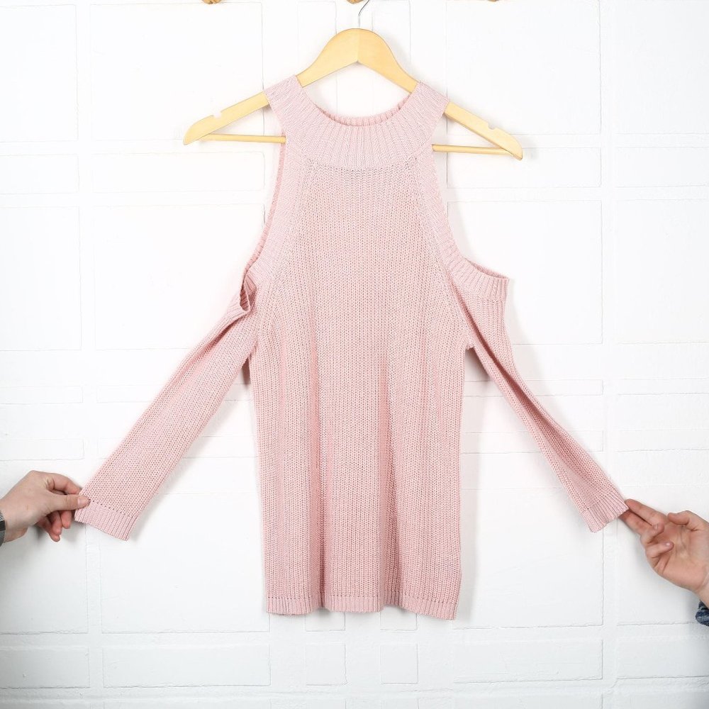 Timing Cold Shoulder Knit Top Pink - Picture 2 of 9